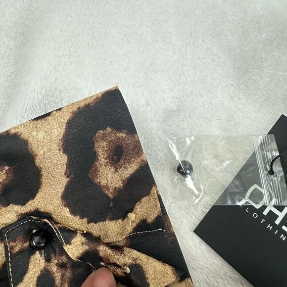 OHS Clothing Women's 2XL Long Sleeve Wrap Front Belted Leopard Maxi Dress Brown - Picture 14 of 14